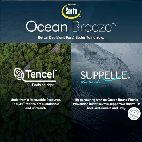 Serta Ocean Breeze Breathable Pillow Top Mattress Pad Protector - Queen White 1