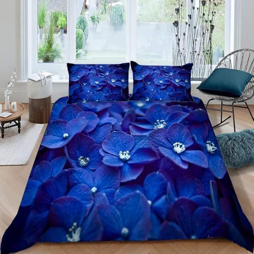 Hydrangea Duvet Cover Set 3 Piece California King with Zipper