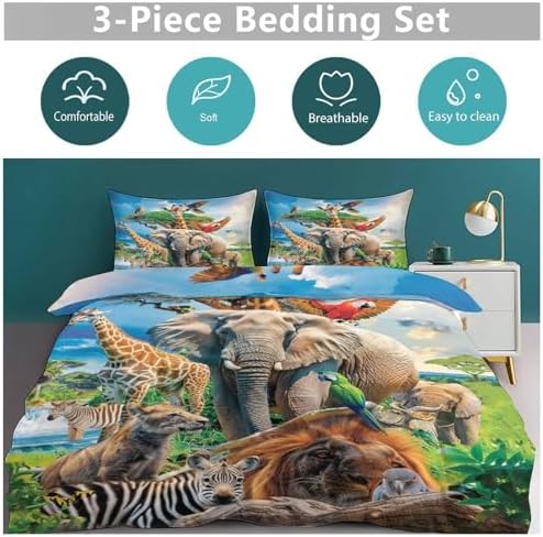 Exroozy Funny Animals Duvet Cover Set 3 Pieces