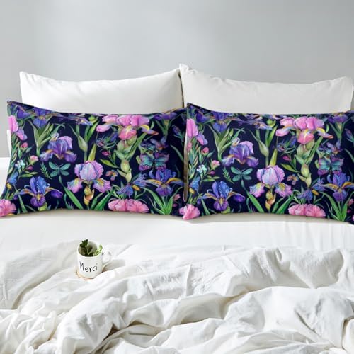 Garden Theme King Duvet Cover Set Purple
