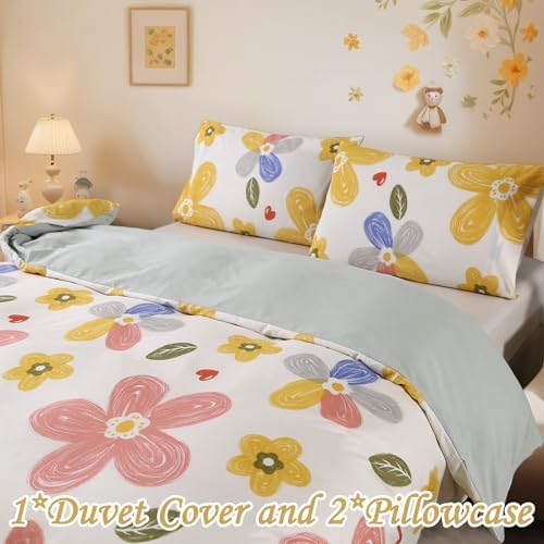 MAG 3PCS Floral Duvet Cover Set for Kids