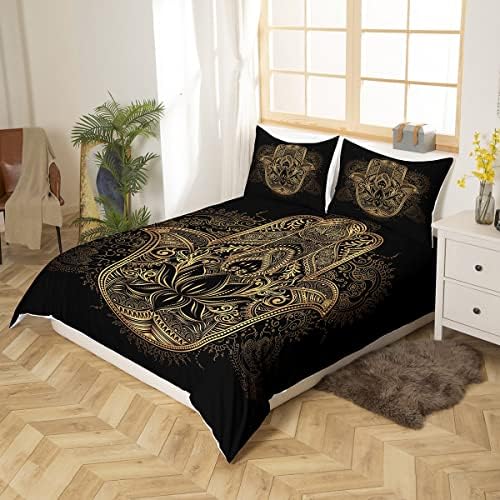 Homewish Gold Hamsa Hand Duvet Cover Set King Size 1