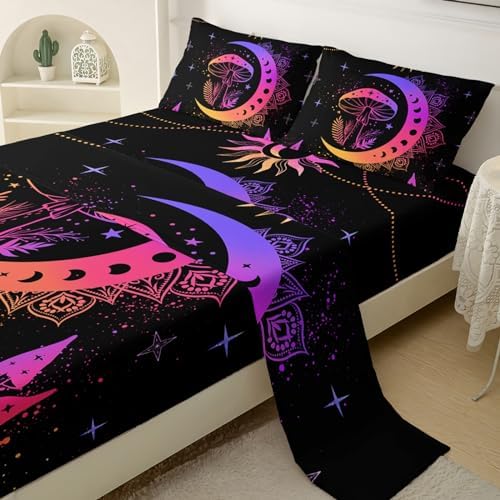 QOOMO Neon Mushroom Kids Bedding Set Queen Size 1