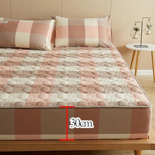 FCLDESHOP Fitted Mattress Pad 180x200cm Pure Cotton Quilted Protector