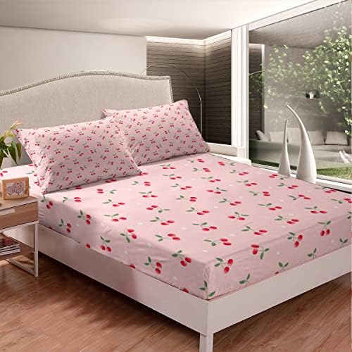 Feelyou Girls Cherry Bed Sheet Set Twin Size