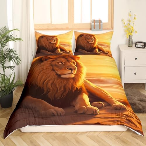 Feelyou 3D Lion Duvet Cover Set for Kids and Adults