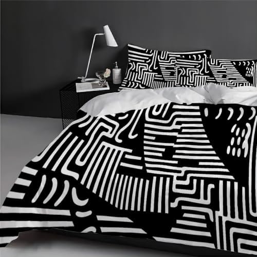 TBAUYI Black and White Doodle Duvet Cover Set California King 1