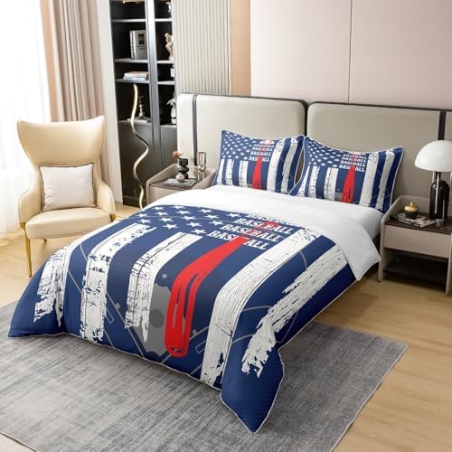 Feelyou Baseball Duvet Cover Set 3PCs 100 Cotton Kids Comforter Cover