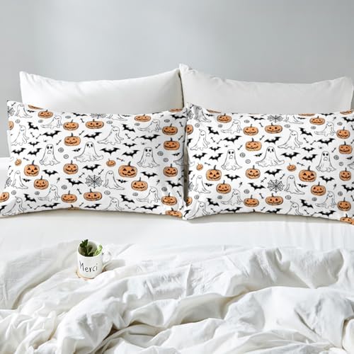 Feelyou Halloween Duvet Cover Set with Fitted Sheet and Pillowcases