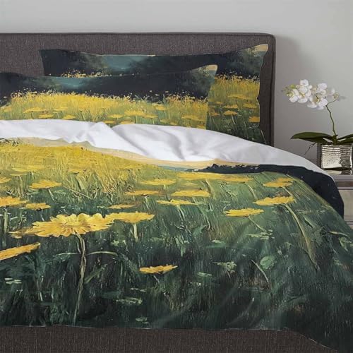 Boanket 3-Piece Twin Duvet Cover Set with Zipper Soft Floral Design