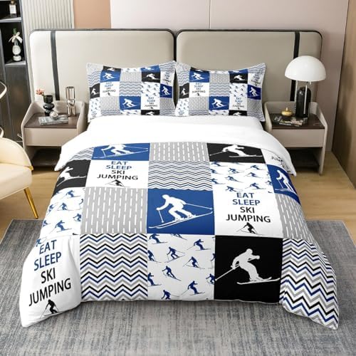 Feelyou Cotton Duvet Cover Twin Size Ski Jumping Themed