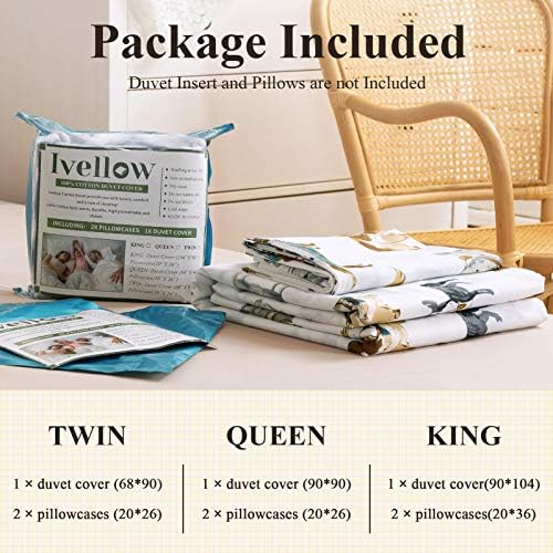 Ivellow Twin Duvet Cover Set for Kids 3Pcs Cotton Dog Pattern