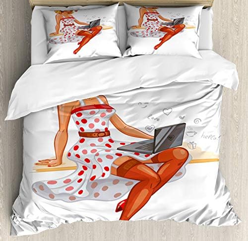 Ambesonne Pin Up Girl Duvet Cover Set Multicolor