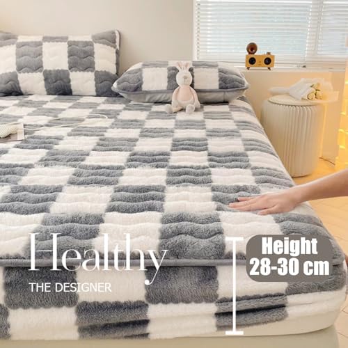 Velvet Mattress Protector Thick Warm Plush Cover 180x200cm King Size