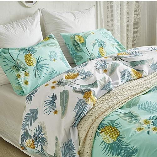 Feelyou Leaf Duvet Cover Set King Size Green Pineapple Pattern