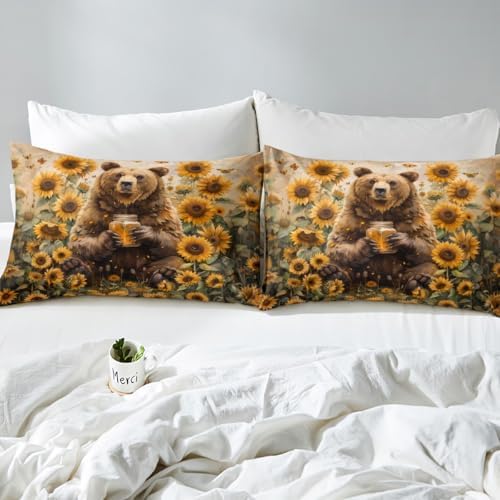 Feelyou King Size Sunflower Duvet Cover Set