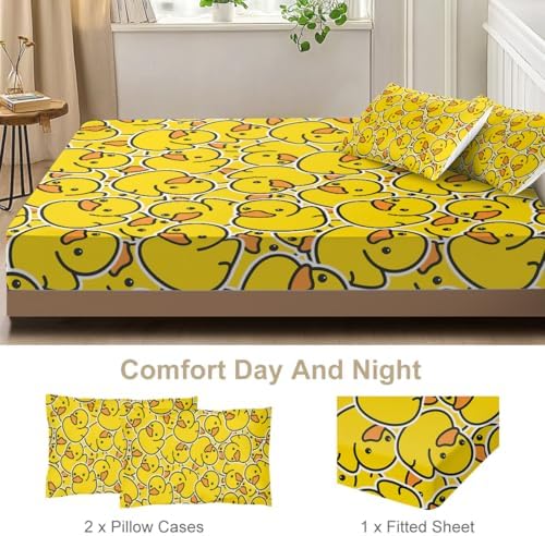 ARIGHTEX Yellow Rubber Duck Fitted Sheet Set 3pcs Full