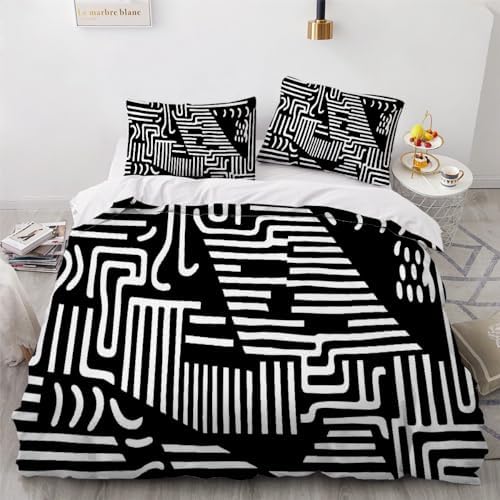 TBAUYI Black and White Doodle Duvet Cover Set California King 1
