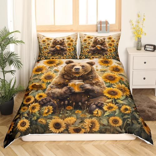 Feelyou King Size Sunflower Duvet Cover Set