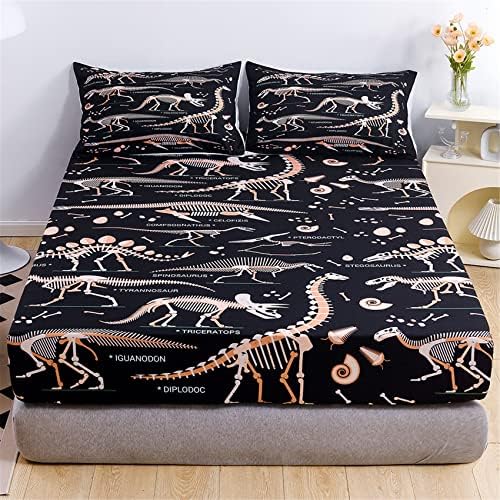 URLINENS Dinosaur Fitted Sheet Twin Set