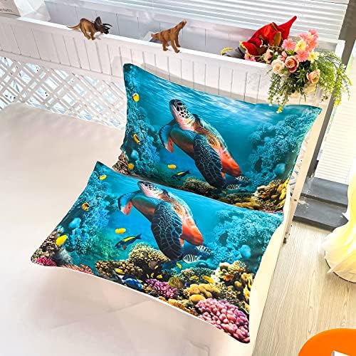 Sunature CVHOUSE Sea Turtle Duvet Cover Set King Size