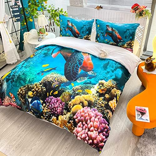 Sunature CVHOUSE Sea Turtle Duvet Cover Set King Size