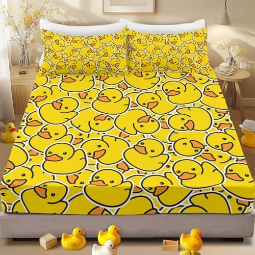 ARIGHTEX Yellow Rubber Duck Fitted Sheet Set 3pcs Full
