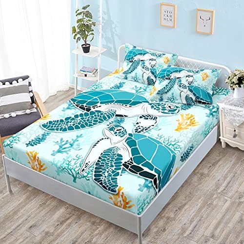 HOSIMA Sea Turtle Bedding Set Queen Size