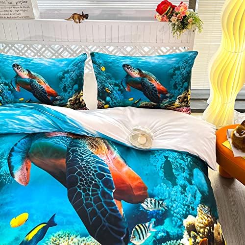 Sunature CVHOUSE Sea Turtle Duvet Cover Set King Size