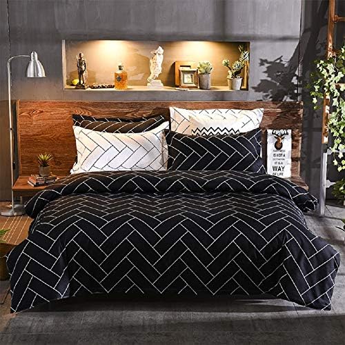 Black Geometric Duvet Cover Set King 3 Piece