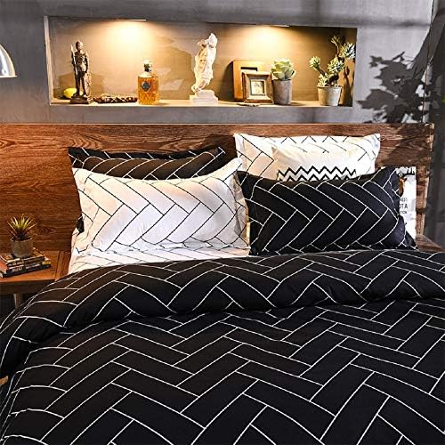 Black Geometric Duvet Cover Set King 3 Piece