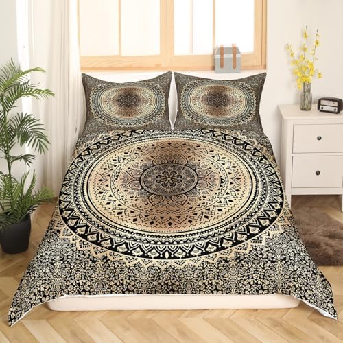 Castle Fairy Brown Black Mandala Duvet Cover Set King Size