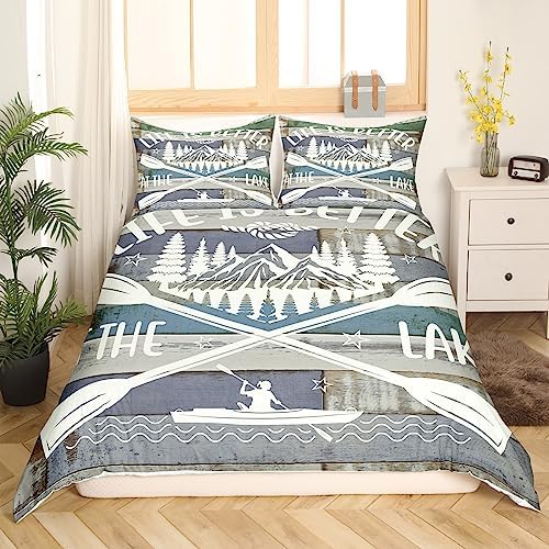 Feelyou Rustic Lake Duvet Cover Set Queen Size