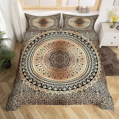 Castle Fairy Brown Black Mandala Duvet Cover Set King Size