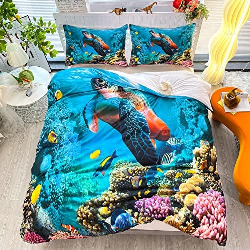 Sunature CVHOUSE Sea Turtle Duvet Cover Set King Size