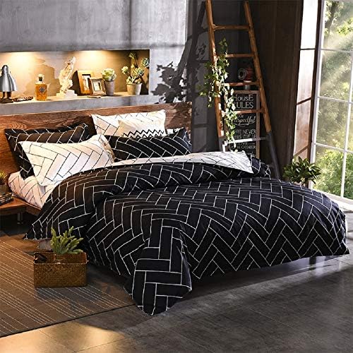 Black Geometric Duvet Cover Set King 3 Piece