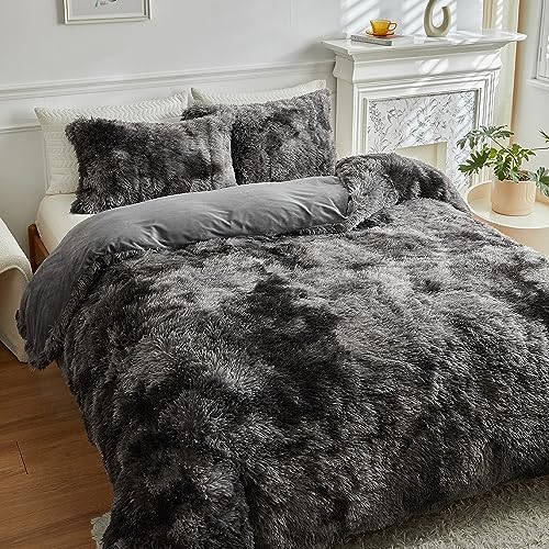 RYNGHIPY Tie Dye Grey Duvet Cover Set with Pillowcases