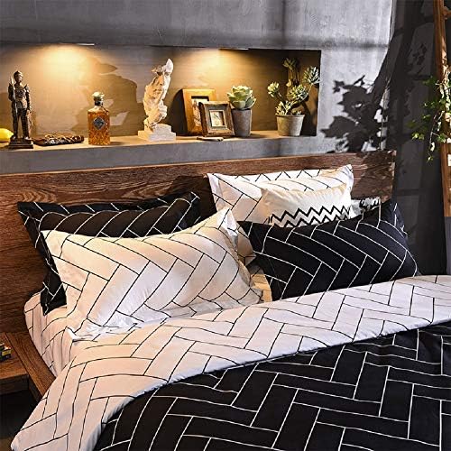 Black Geometric Duvet Cover Set King 3 Piece