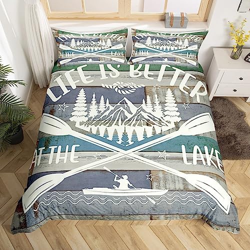 Feelyou Rustic Lake Duvet Cover Set Queen Size