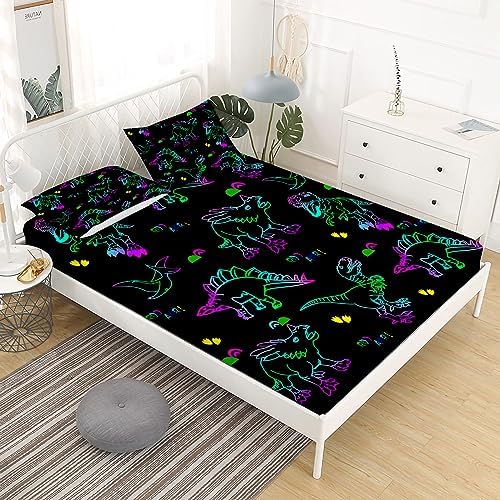 Gusuhome 3D Dinosaur Bed Sheets Twin Set for Boys
