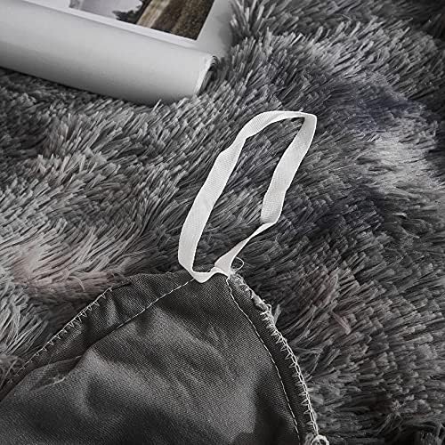 WERDIM Shaggy Fluffy Duvet Cover Set with Button Closure