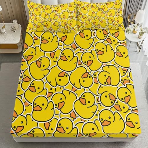 ARIGHTEX Yellow Rubber Duck Fitted Sheet Set 3pcs Full